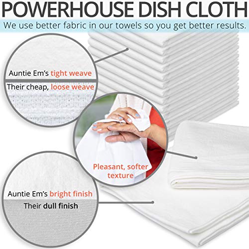 Aunti Em's Kitchen Flour Sack Dish Towels - Natural Cotton for Embroidery and Drying Glass, Hand, Dinnerware - Plain, Thick, Zero-Lint - Highly Absorbent - Set of 13, 27 x 27 Inch, White - Image 2