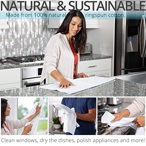 Aunti Em's Kitchen Flour Sack Dish Towels - Natural Cotton for Embroidery and Drying Glass, Hand, Dinnerware - Plain, Thick, Zero-Lint - Highly Absorbent - Set of 13, 27 x 27 Inch, White - Image 3