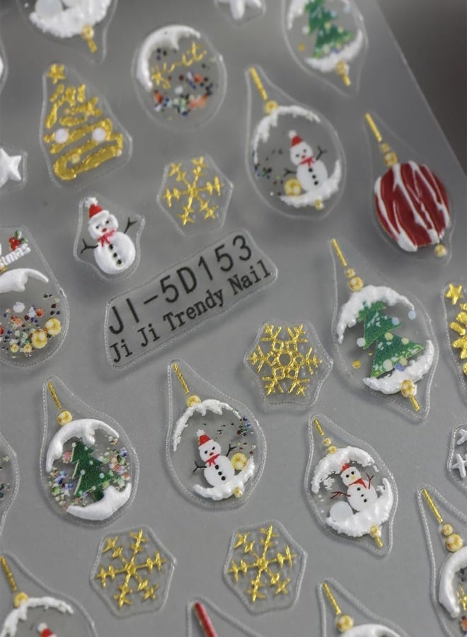 Christmas 3D nail sticker with glitter snowflake pattern, winter holiday nail decoration sticker  color  2PC - Image 2
