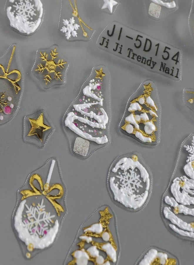 Christmas 3D nail sticker with glitter snowflake pattern, winter holiday nail decoration sticker  color  2PC - Image 5