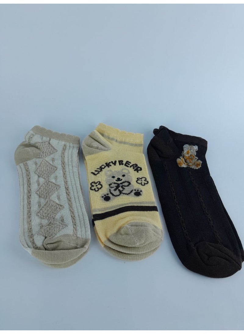 3 أزواج من الشرابات النسائية القصيرة- خامة قطن عالية الجودة - Image 2