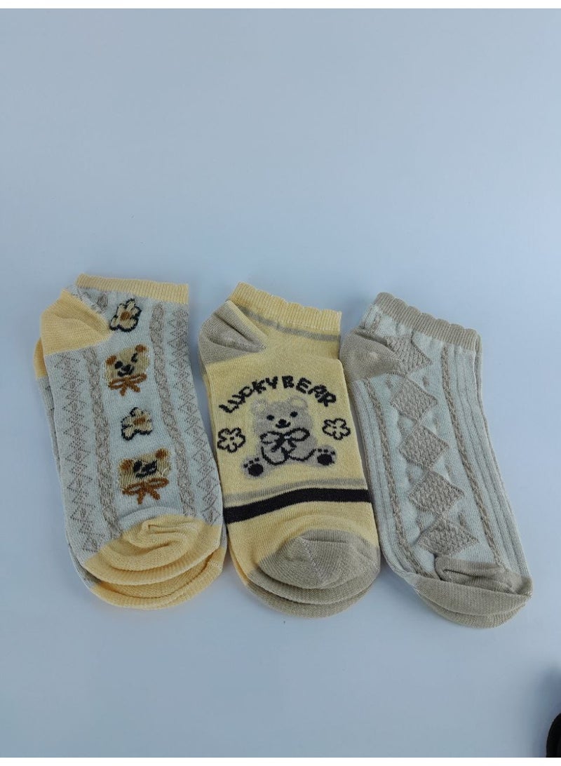 3 أزواج من الشرابات النسائية القصيرة- خامة قطن عالية الجودة - Image 4