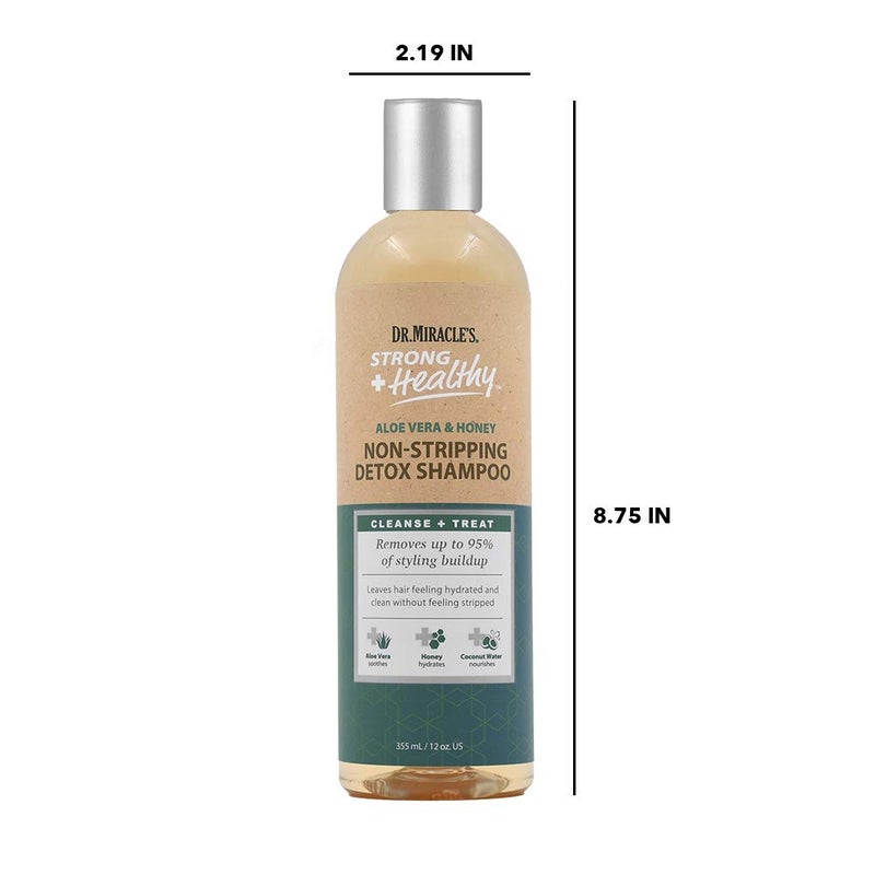 Dr. Miracle's Strong & Healthy Non Stripping Detox Shampoo. Contains Aloe Vera, Honey and Coconut Water to Combat Dryness, Shedding and Breakage to Support Healthy Hair and a Thriving Scalp. 12 oz. - Image 4