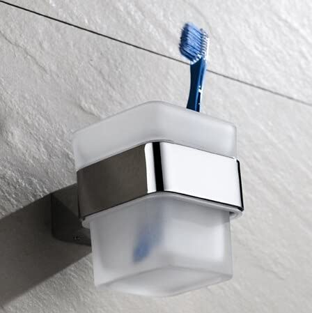 Decent Glass Replacement New Frosted Glass Sqaure Toothbrush Holder for Washroom Simply Place Where Want No Need to ScrewFitting 2 - Image 1