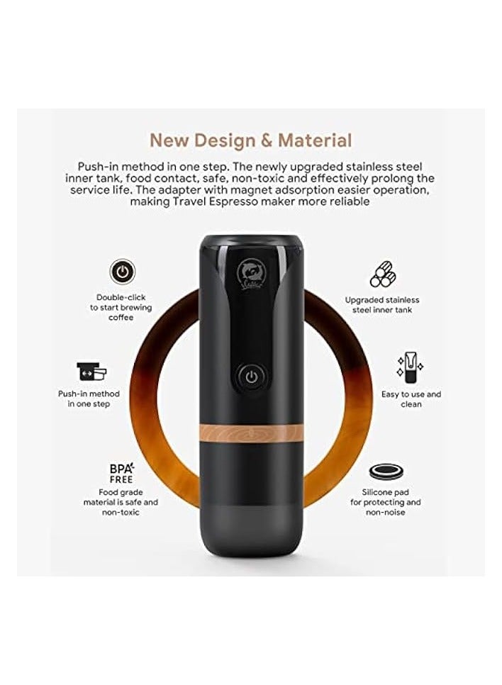 بروماس ماكينة صنع القهوة المحمولة، ماكينة اسبريسو صغيرة قابلة لإعادة الشحن عبر USB بسعة 120 مل، يتم صنعها في دقيقتين، ماكينة صنع القهوة الكهربائية الصغيرة مع حقيبة تنظيم للسفر، والتخييم، والمكتب، والمنزل - Image 3