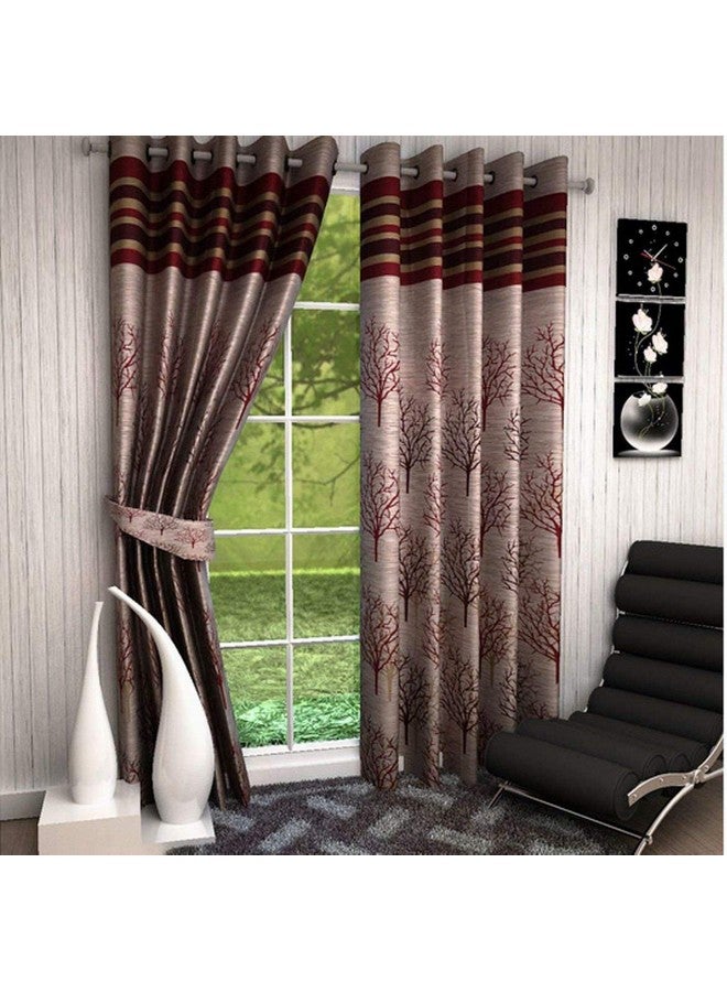 Galaxy Home Decor Jute Heavy Curtains for Door 7 Feet, Pack of 2, Maroon (Maroon, Door 7 Feet) - Image 1