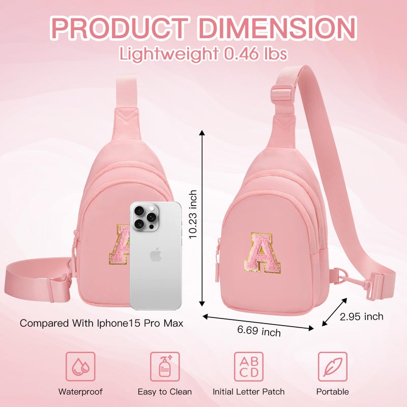 Viverte Easter Gifts for Teen Girls 7 8 9 10 11 Year Old Girls Birthday Gifts for Best Friends Easter Basket Stuffers Small Initial Sling Bag Crossbody Bag (Light Pink-A) - Image 5