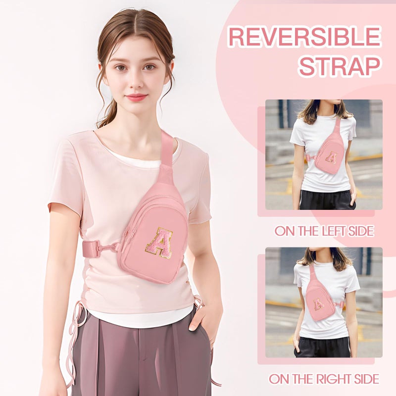 Viverte Easter Gifts for Teen Girls 7 8 9 10 11 Year Old Girls Birthday Gifts for Best Friends Easter Basket Stuffers Small Initial Sling Bag Crossbody Bag (Light Pink-A) - Image 4