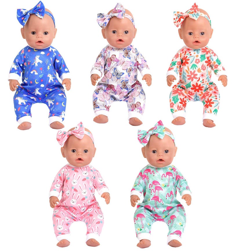 Sweet Dolly 5 Sets Baby Doll Accessories and Clothes Headbands Pajamas for 1518 Inch Dolls 10 PCs Total - Image 3