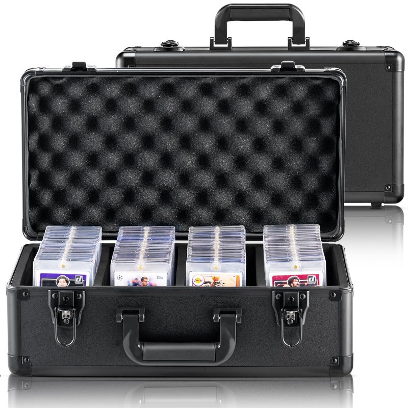 VEVOR 108 PSA Graded Card Storage Box 4 Slot Case with Key Lock Foam Dividers for 76 BGS 84 SGC 388 Top Loaders or 999 Loose Cards - Image 2