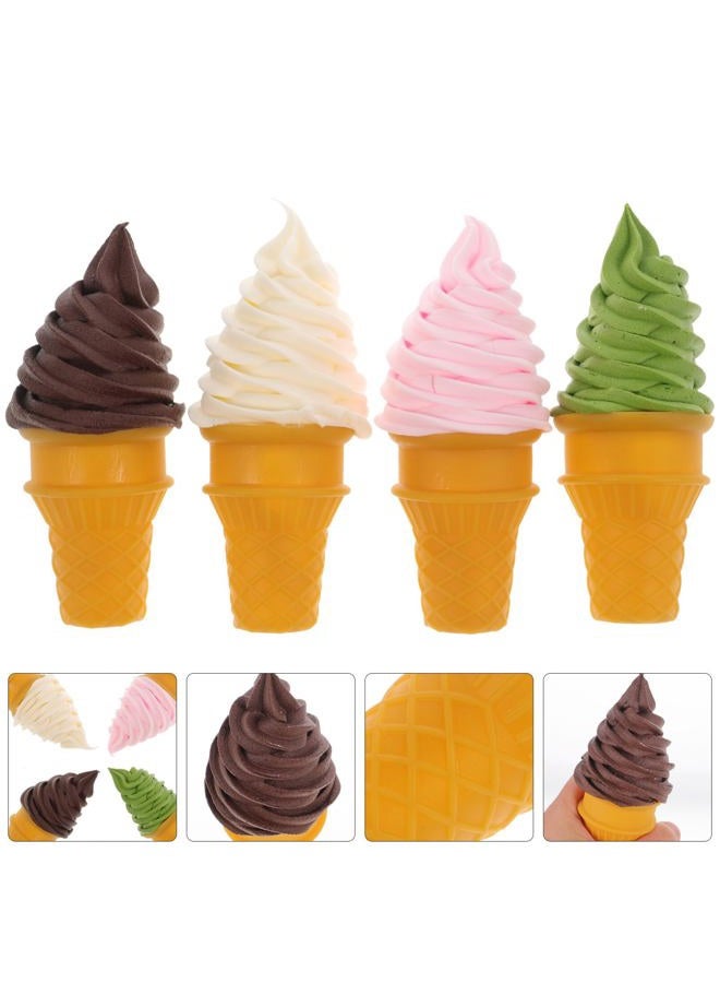 Hemoton 4Pcs Fake Ice Cream Cone Artificial Ice Cream Model Pretend Play Kitchen Food Toy for Shop Window Display Decor Party Photo Props - Image 3