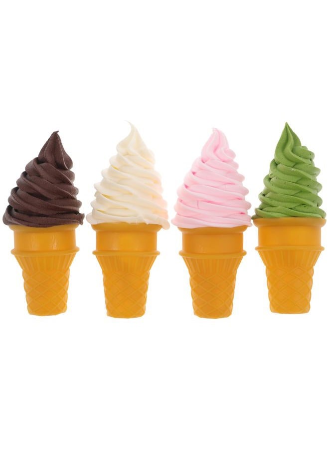 Hemoton 4Pcs Fake Ice Cream Cone Artificial Ice Cream Model Pretend Play Kitchen Food Toy for Shop Window Display Decor Party Photo Props - Image 1