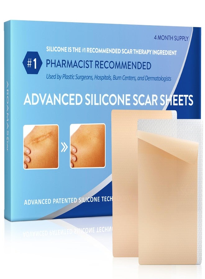 Aroamas Scar Silicone Scar Tape - Medical-Grade Silicone Scar Sheets to Help Improve The Appearance of Scars and Scratch Marks, Reusable for Face & Body [3" x 1.57", 8 Sheets] - Image 1