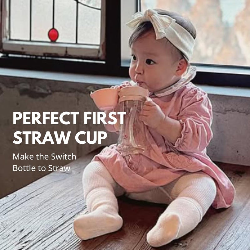 GROSMIMI Flip Top Spill Proof Sippy Cup, PPSU, BPA Free, 10 oz, Stage 2 Straw for Toddlers (Cherry) - Image 3