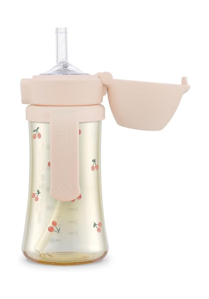 GROSMIMI Flip Top Spill Proof Sippy Cup, PPSU, BPA Free, 10 oz, Stage 2 Straw for Toddlers (Cherry) - Image 2
