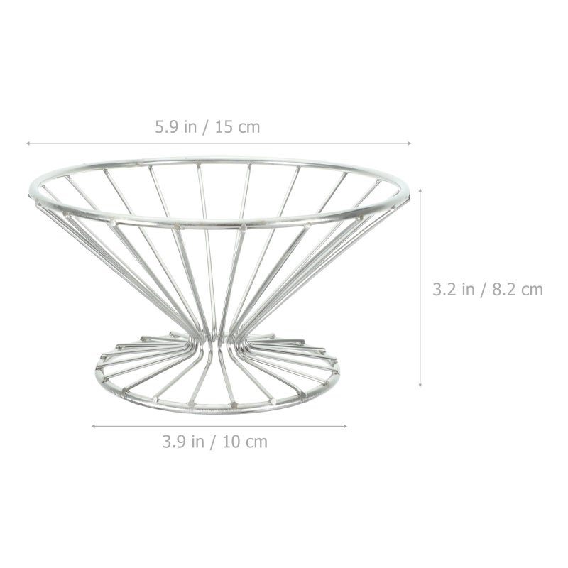 Silver Wire Mesh Fruit Basket Bowl Kitchen Counter Table Storage Decor - Image 3