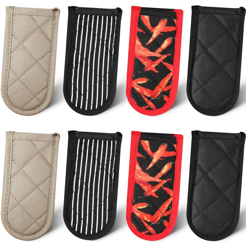 Geiserailie Geiserailie 8 Pieces Pan Handle Sleeve Heat Resistant Pot Sleeve Grip NonSlip Skillet Pot Holder Machine Washable Cast Iron Handle Cover Cotton Assist Holder 4 Styles 3 x 6 InchVivid Style 