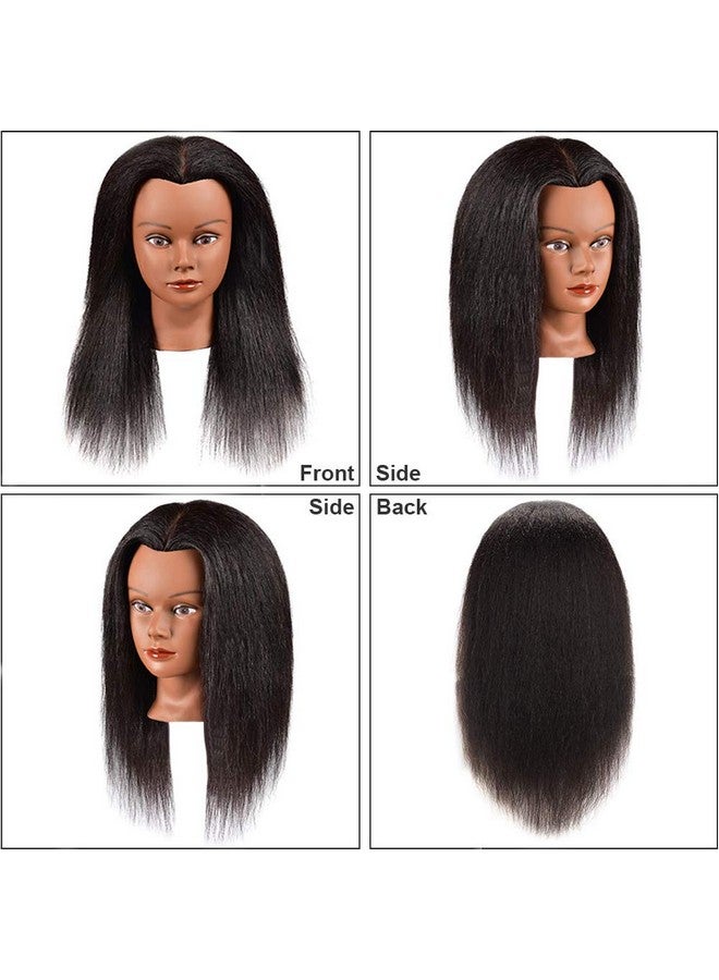 Morris Mannequin Head 14 Inch 100% Real Hair Training Head Manikin Head With Hair Cosmetology Doll Head For Hairdresser Practice Hairstyling Braiding With Clamp Stand - Image 2