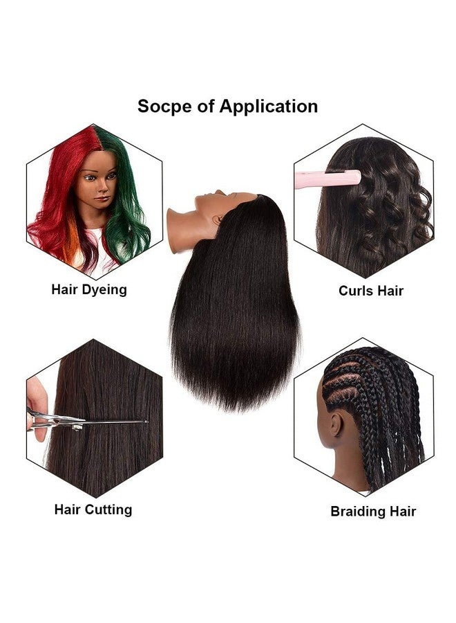 Morris Mannequin Head 14 Inch 100% Real Hair Training Head Manikin Head With Hair Cosmetology Doll Head For Hairdresser Practice Hairstyling Braiding With Clamp Stand - Image 4
