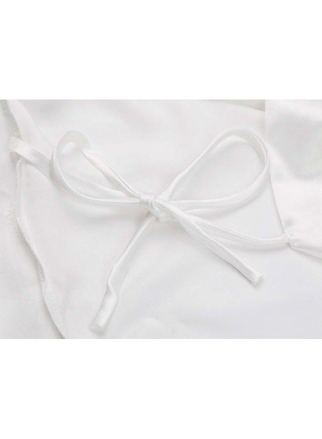 sunshinemall Women's Satin Kimono Robes with Rhinestones Bride Bridesmaid Short Getting Ready Wedding Dressing Gown, White, L-XL - Image 4