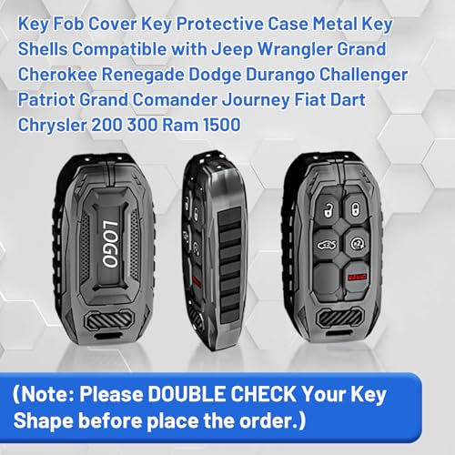 Z8 Key Fob Cover Key Protective Case Metal Key Shells Compatible with Jeep Wrangler Grand Cherokee Renegade Dodge Durango Challenger Patriot Grand Comander Journey Fiat Dart Chrysler 200 300 Ram 1500 - Image 2