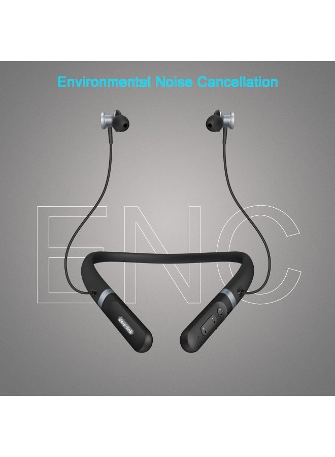 Daw Link Neckband Headphones | Wireless Bluetooth 5.2 Earbuds with Built-In Microphone | Ultra Lightweight Automatic Noise Cancellation (ENC) | 30 Hours Long Playtime Stereo Bass In Ear Headset - Image 2