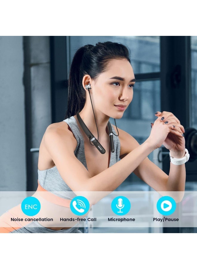 Daw Link Neckband Headphones | Wireless Bluetooth 5.2 Earbuds with Built-In Microphone | Ultra Lightweight Automatic Noise Cancellation (ENC) | 30 Hours Long Playtime Stereo Bass In Ear Headset - Image 3