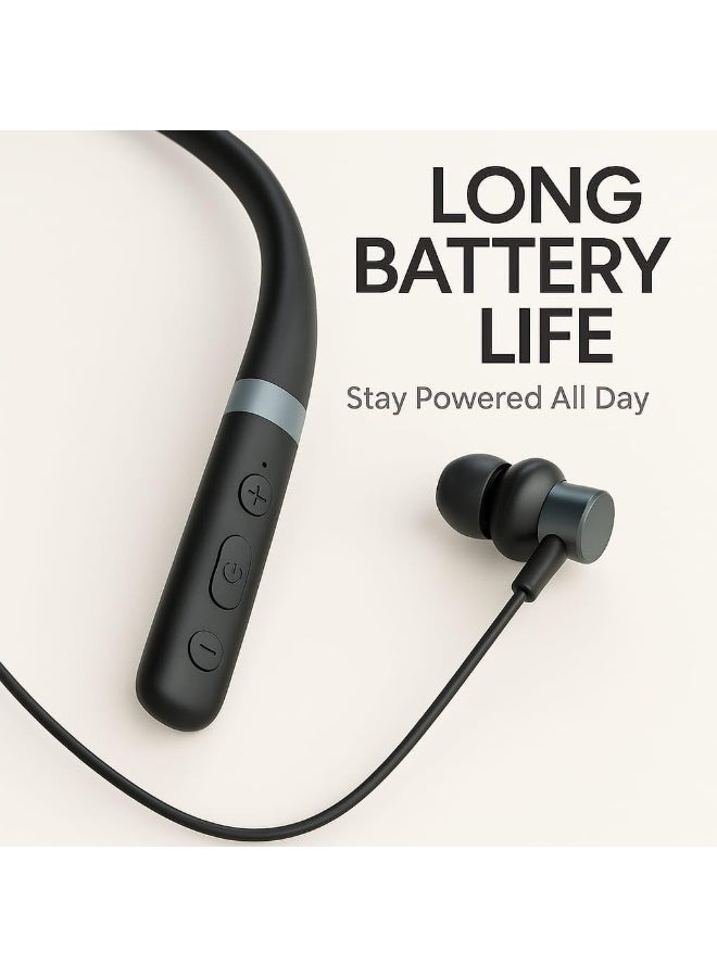 Daw Link Neckband Headphones | Wireless Bluetooth 5.2 Earbuds with Built-In Microphone | Ultra Lightweight Automatic Noise Cancellation (ENC) | 30 Hours Long Playtime Stereo Bass In Ear Headset - Image 5