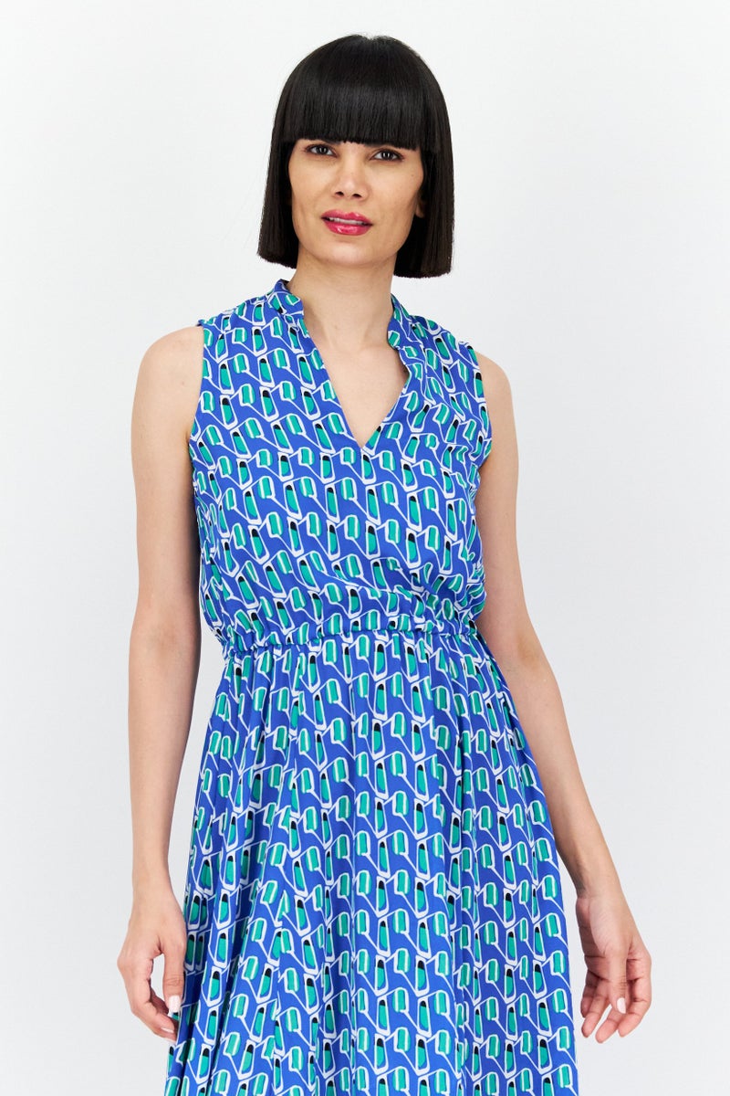 ANNE KLEIN Women Allover Midi Dress, Blue - Image 2