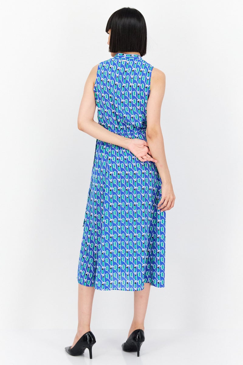 ANNE KLEIN Women Allover Midi Dress, Blue - Image 4