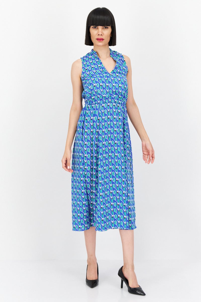 ANNE KLEIN Women Allover Midi Dress, Blue - Image 1