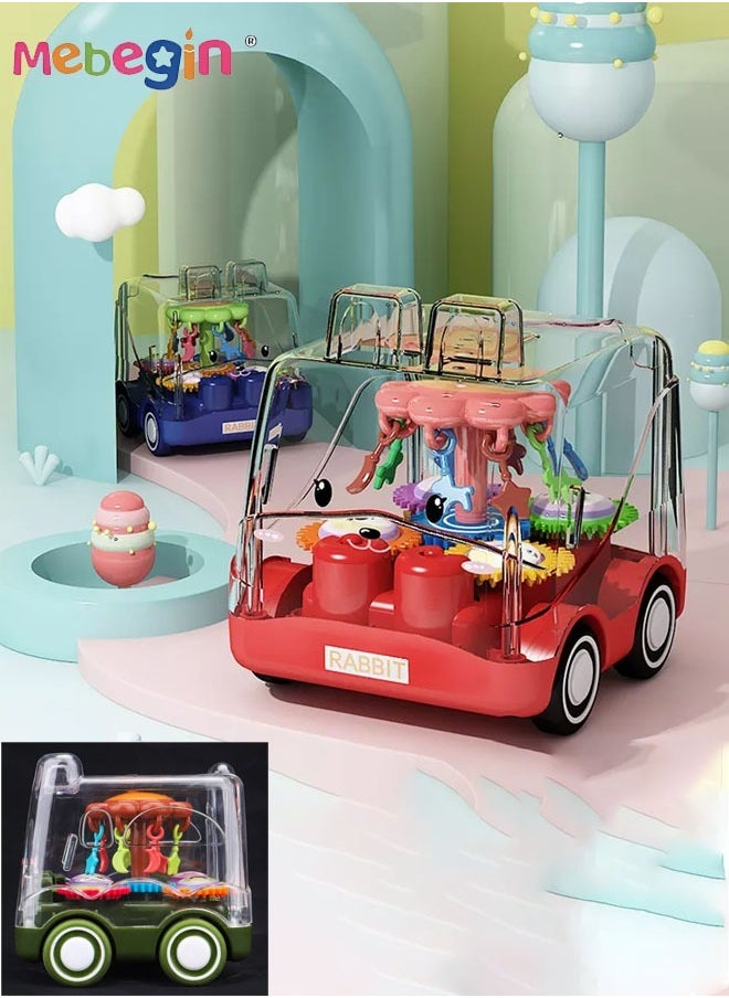 MEBEGIN 4Pcs Pull Back Gear Toys, Transparent Toy Car with Visible Colored Moving Gears, Cartoon Animal Inertia Pull Back Bus, Adorable Vehicle Toy for Kids, Stimulate Creativity and Hand-Eye Coordination, Made of High-quality ABS Material, BPA-free  - Image 4