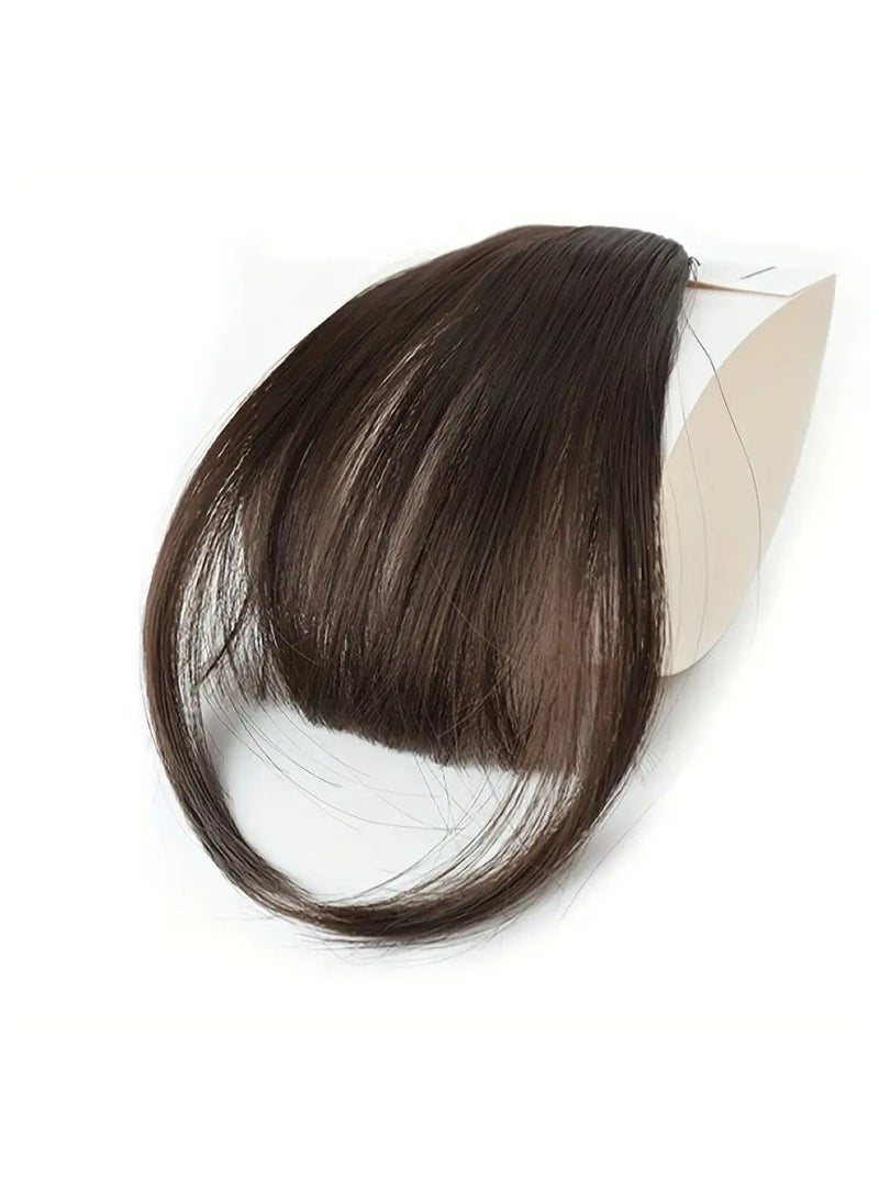 LANGMANNI Dark Brown Black Clip In Bangs - One Piece Fringe Hairpiece for Natural-Looking Volume and Length Hair Accessories Halloween Christmas  - Image 2