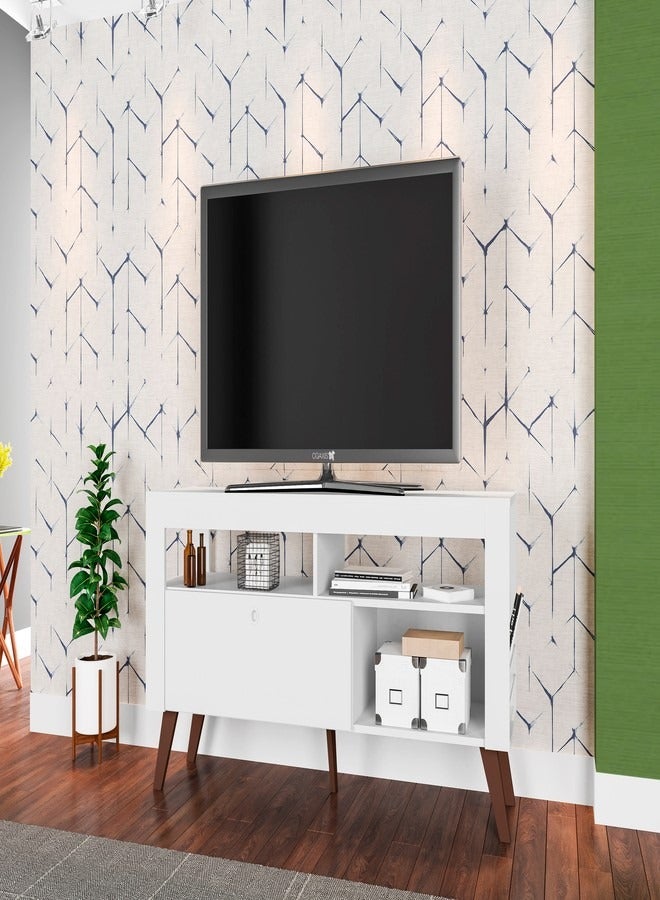 ارت ان  طاولة تلفزيون خشب 50" مودرن مع خزانة لون ابيض 136x63x39 - Image 1