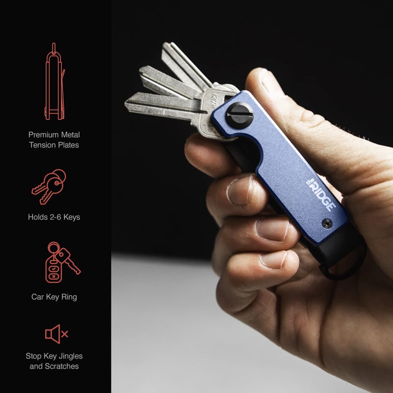 The Ridge The Ridge Key Organizer - Compact Metallic Key Holder | Minimalist Innovative Keyholder | Smart Keychain Secures 2-6 Keys (Alumnium Navy)  - Image 3