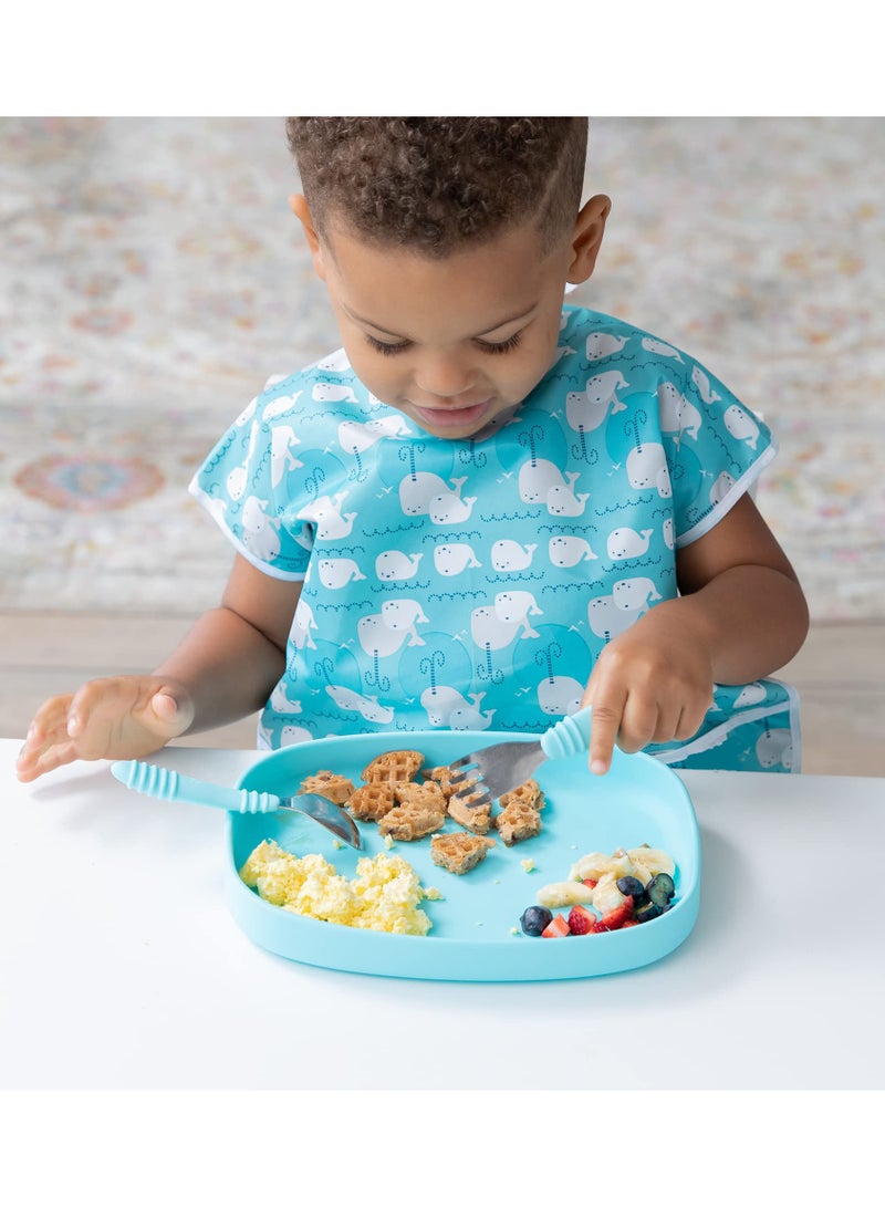 SYOSI Junior Bib, Short Sleeve Toddler Bib, Smock for Kids 1-3 Years, Waterproof Fabric  - Image 4