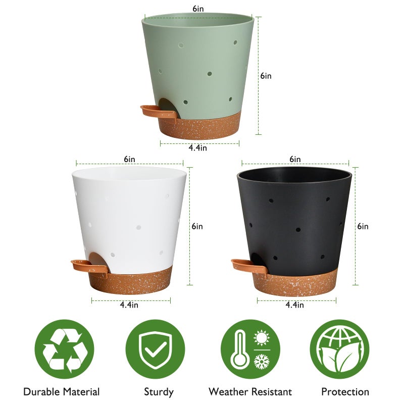 Vanslogreen Orchid Pots with Holes, 6 Inch Self Watering Orchid Pot 3 Pack Plastic Plant Pots for Orchid, Flower (Multicolor) - Image 5
