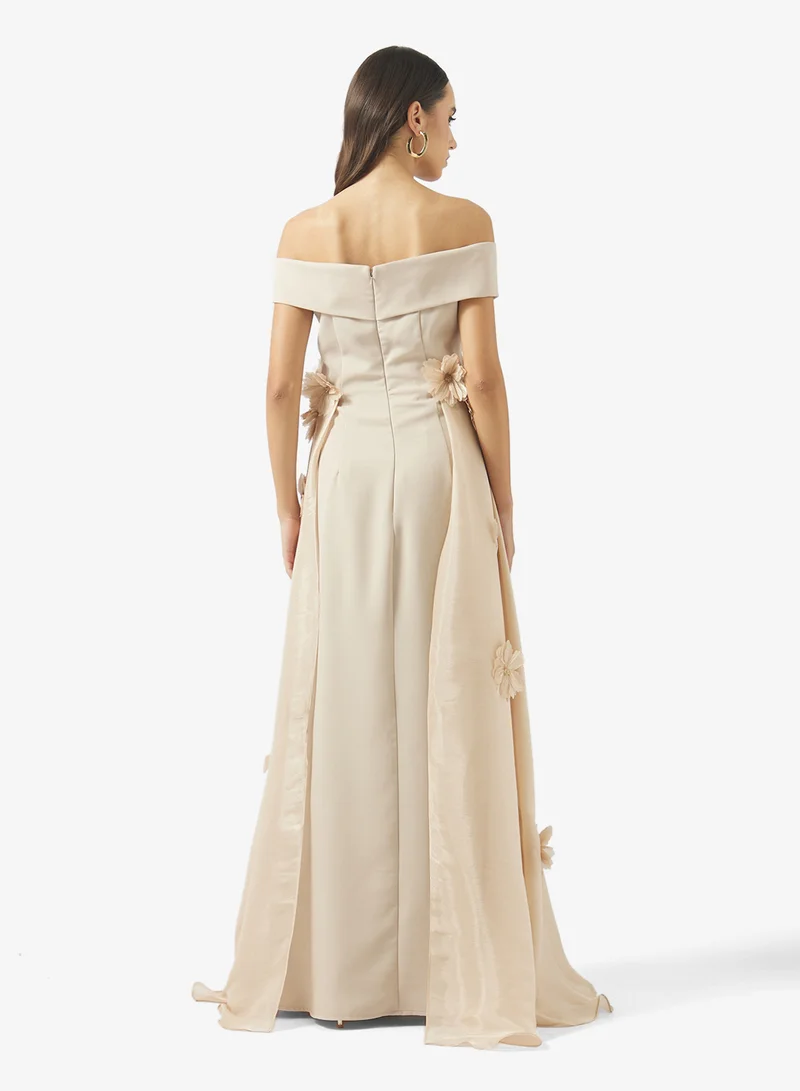 Namshi x Off Shoulder 3D Floral Detail Evening Dress