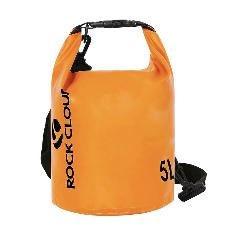 Rock Cloud Dry Bag Waterproof 5L Dry Sack For Kayaking Rafting Boating Beach Surfing Swimming Canoe Camping Hiking Fishing Ski, Orange - Image 1
