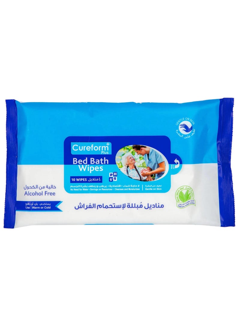 Cureform Plus Bed Bath Wipes Alcohol Free 10Pcs - Image 1
