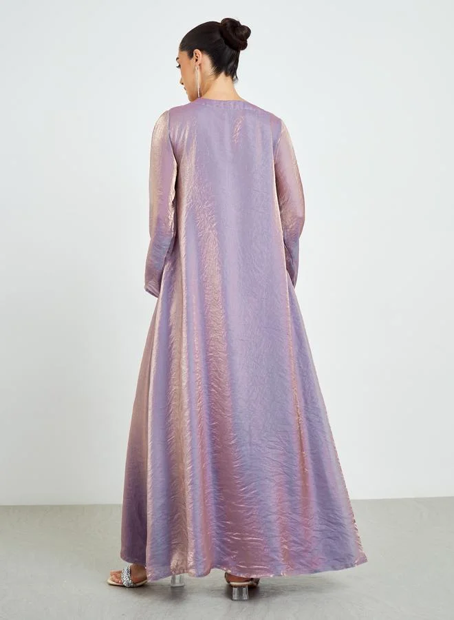 Amirah  Lilac Embroidered A-Line Jalabiya for Women | Best Price UAE