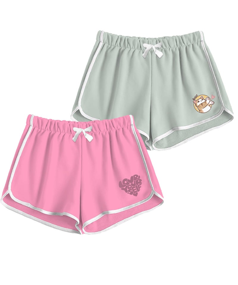 SHODOX® 100% Cotton Women Casual Shorts - Printed Short for Gym, Yoga, Cycling, Dance, Summer - Regular Fit (Pack of 2) - Image 1