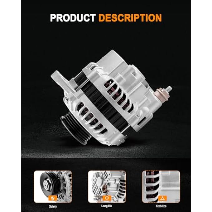 ASAPE New Alternator Fit for 2003-2004 for Hyundai Elantra 2.0L 2004-2006 for Kia Spectra 2.0L, Replace OE 13973 - Image 4