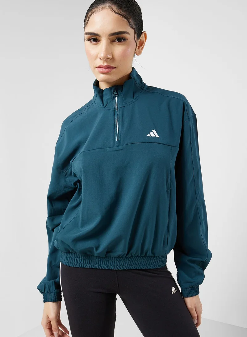 Adidas Aeroready Train Essentials Woven Quarter-Zip Track Top