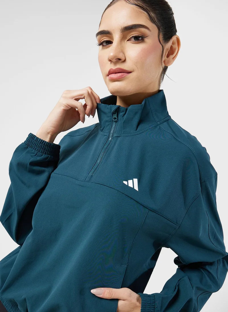 Adidas Aeroready Train Essentials Woven Quarter-Zip Track Top