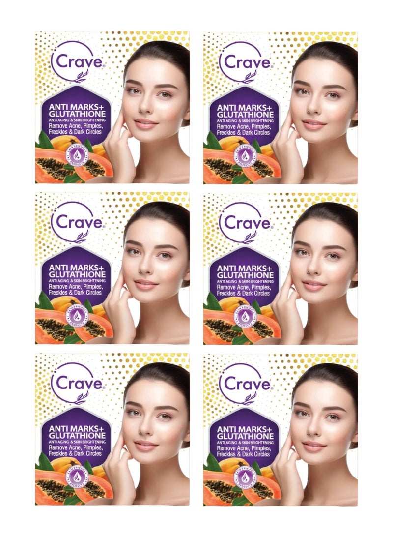 Crave Anti Marks + Glutathione Anti Aging & Skin Brightening Cream Remove Acne , Pimples , Freckles And Dark Circles- Pack of 6 - Image 1
