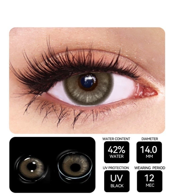 UYAAI Poet Brown Lenses Colored Contact Lenses, Unisex Cosmetic Contact Lenses, Natural Fashion Lenses 42% Water - Image 2