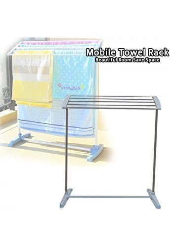 BBD kitchen shop Multifunctional Stainless Steel Mobile Towel Rack Clothes Drying Rack Dryer Hanger Nappies Undergarments Towels Rack Towel Rails Clothesline Pack of 1 - Image 5
