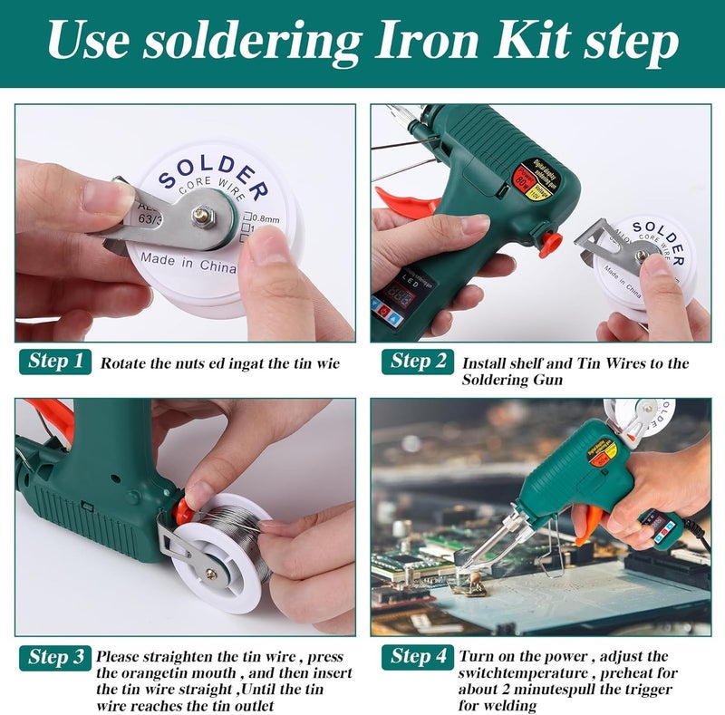 Iktu Soldering Gun Soldering Iron with Adjustable Temp 180-520°C,ON/OFF Button,80W LED Digital Internal Heat Soldering Gun,Auto Send Tin Soldering Kit for Electronics Welding Repair DIY - Image 3
