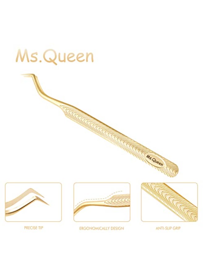 Ms.Queen MsQueen Lash Tweezers for Eyelash ExtensionProfessional Lashing Tweezers for Mega Volume Mink Eyelashes Extensions ApplyingSCurved - Image 3